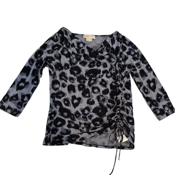 Michael Kors Animal Print Ruched Side Top Women’s Size PL - Picture 1 of 5